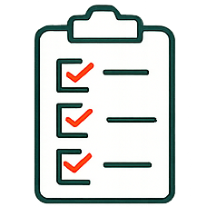 Ícono de checklist que representa una experiencia de compra simple, clara y ordenada en BRIQ.